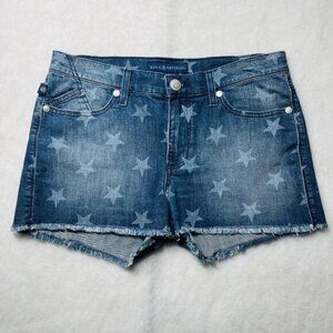 Y2K Rock & Republic Womens Blue Lolita Low Rise Star Print Denim Shorts Size 10